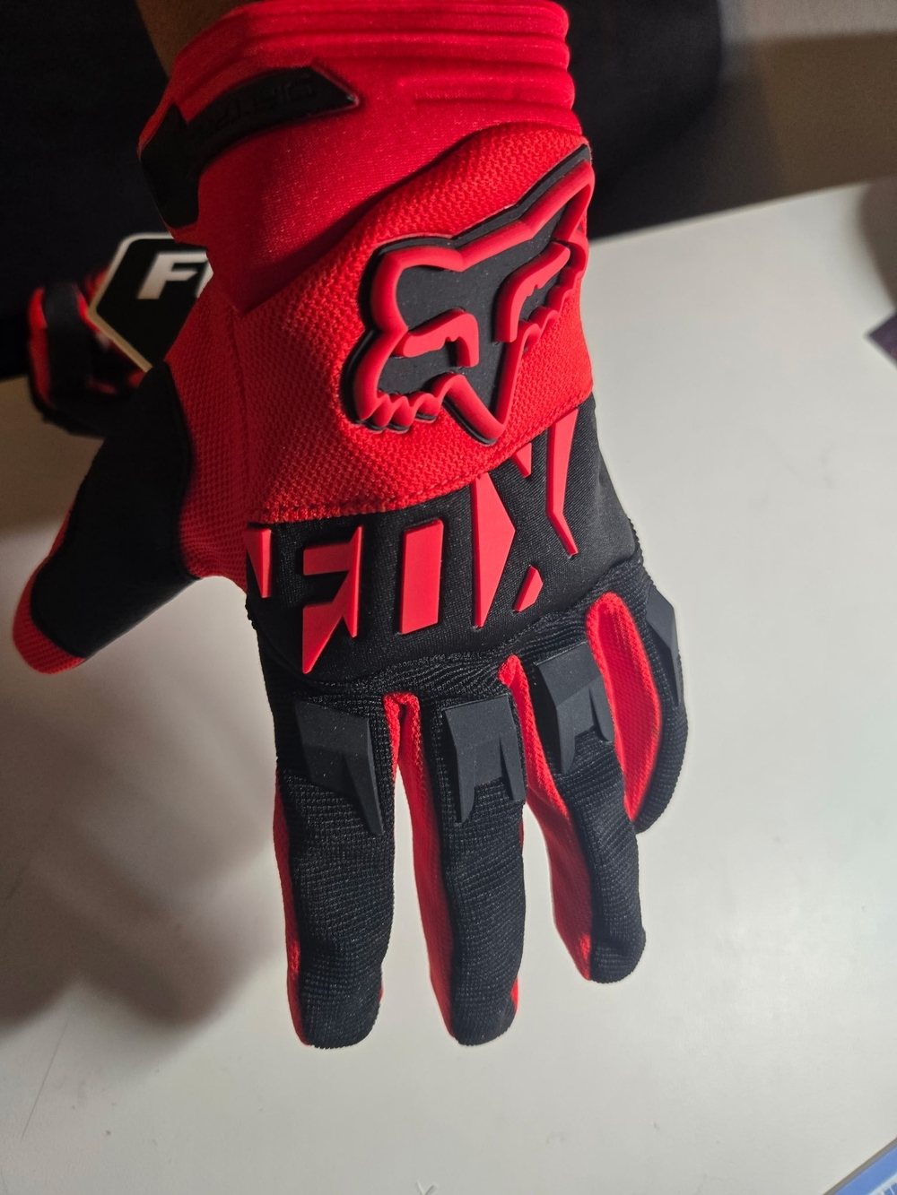 Fox Men's Red and Black Motocross Gloves